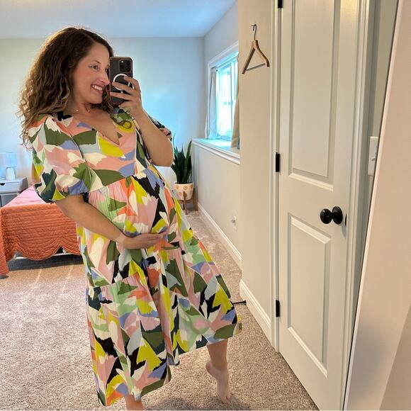 NWT Tuckernuck Crosby by Mollie Burch Green Pink Printed Maxi Dress Small - Picture 3 of 14